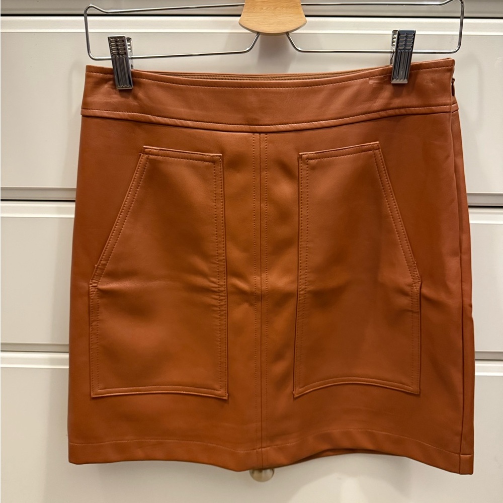 LOFT skirt faux leather cognac
